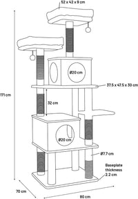 Thumbnail for Flamingo Aurora Grey Cat Scratching Tree 80x70x171cm - Grey