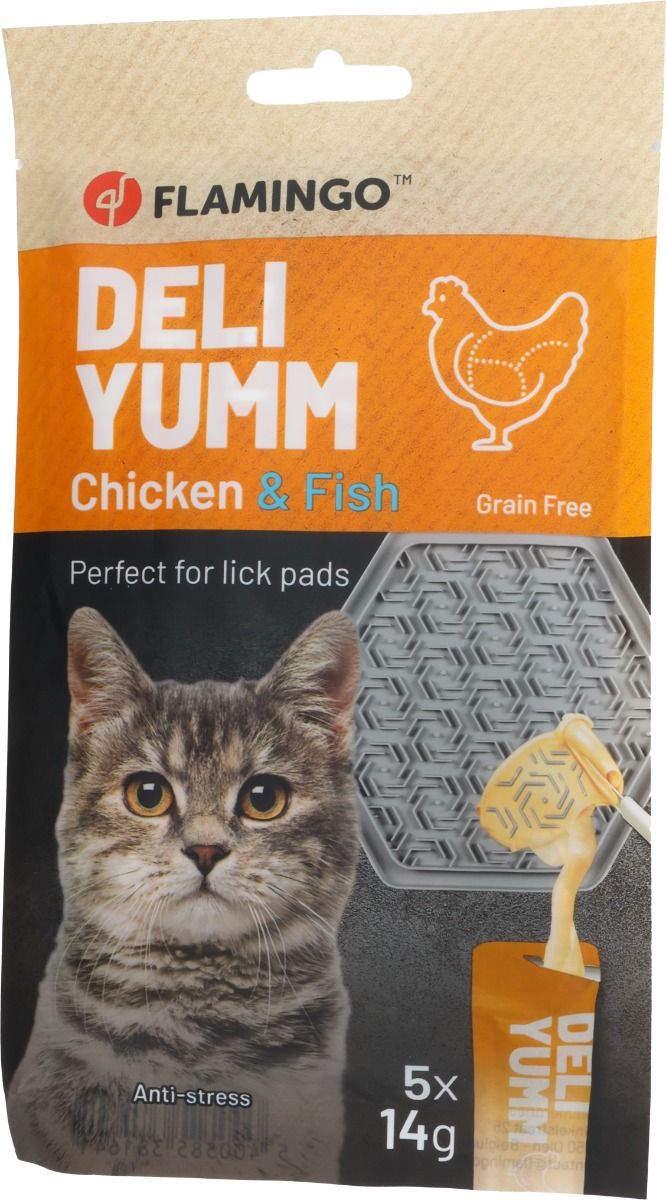 Flamingo Deli Yumm Paste Anti-Stress Chicken & Fish Cat Treats 5x14g - 70g