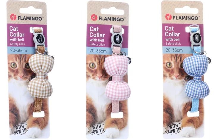 Flamingo Bow Tie Dilia Cat Collar with Bell
