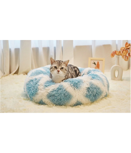 Pado Pet Fluffy Donut Cushion - Pattern[Size - M, Dimension - 50 x 20cm]