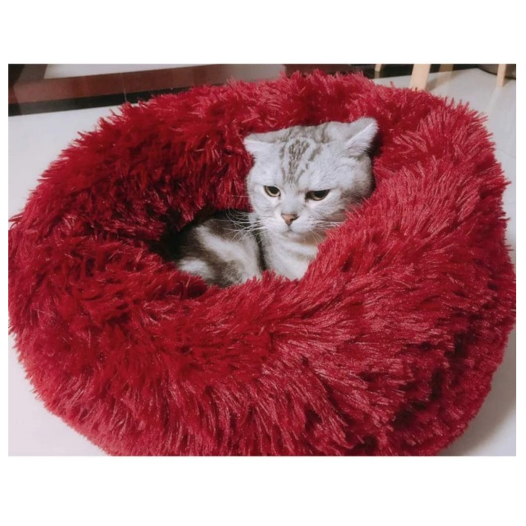 Pado Pet Fluffy Donut Cushion - Red[Size - XL, Dimension - 70 x 20cm]