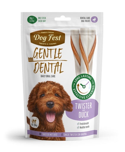 Dog Fest Dental Treats For Adult Dogs -Twister -Duck 90g (13cm)