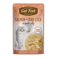 Thumbnail for Cat Fest Salmon With Crab Stick In Tender Jelly For Cats 70g [MOQ:12pcs]
