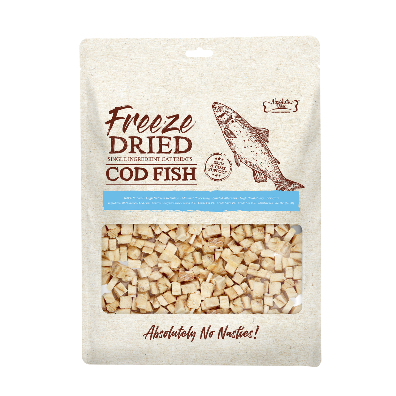 Absolute Bites Freeze Dried Cat Treats - Cod Fish 30g