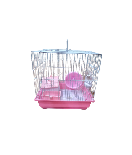 Dayang Hamster Cage 30 x 23 x 31cm - Pink Body & White Grill
