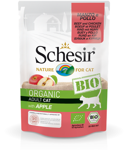 Schesir Bio Beef and Chicken With Apple for Cats[Weight - 85g] (Min Order 85g - 16pcs)