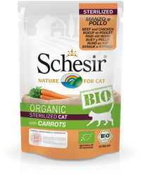 Schesir Bio Beef and Chicken With Carrots Sterilized Cat Wet Food[Weight - 85g] (Min Order 85g - 16pcs)