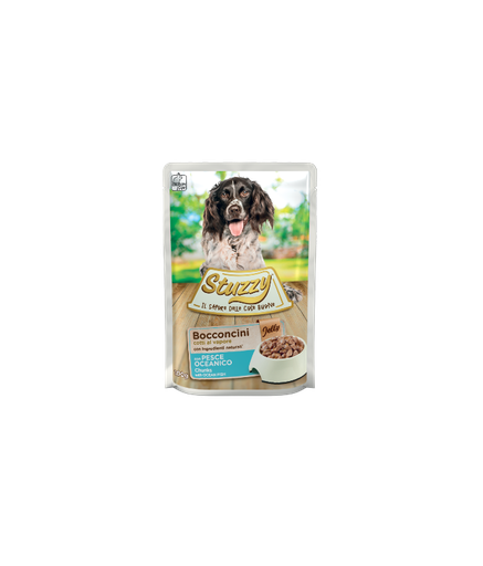 Stuzzy Dog Chunks with Ocean Fish in Jelly 100g Pouch (Min Order 100g – 24pcs)[Weight - 100g]