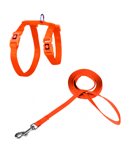 DOCO® Signature Cat Harness + Leash (DCAT201+1072)[Size - XS, Color - Safety Orange]