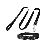 Thumbnail for DOCO® Signature Nylon Collar+Nylon Leash - 4ft (DCSN002+1048)-Black, Sizes - XS