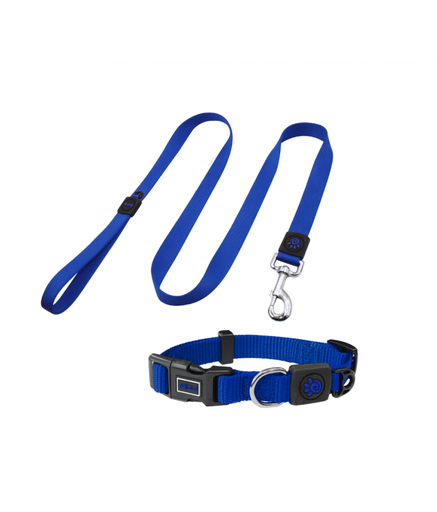 DOCO® Signature Nylon Collar+Nylon Leash - 4ft (DCSN002+1048)[Size - S, Color - Navy Blue]