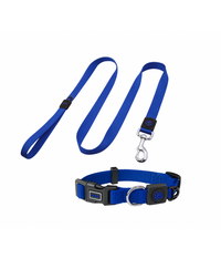DOCO® Signature Nylon Collar+Nylon Leash - 4ft (DCSN002+1048)[Size - S, Color - Navy Blue]