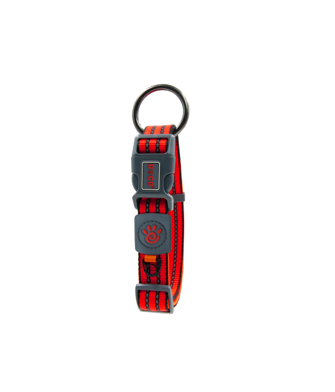DOCO VARIO O - Ring Collar with Reflective Stitching[Color - Red, Size - L]