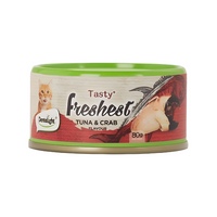 Thumbnail for Dentalight Tasty Freshest Cat Treat in Can-Tuna & Crab 6x80g [Box Code:11582] - (MOQ:6pcs)