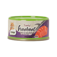 Thumbnail for Dentalight Tasty Freshest Cat Treat in Can Tuna & Salmon 6x80g [Box Code:11599] -(Min Order Qty - 6 pcs)
