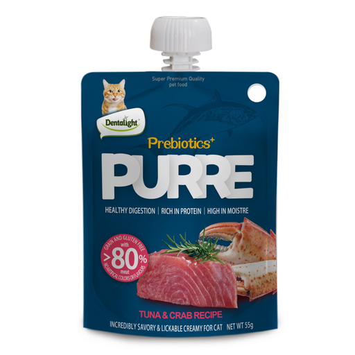 Dentalight Prebiotics+ PURRE creamy Treats For Cats-Tuna & Crab 85g