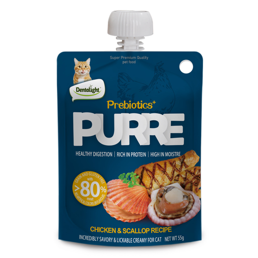 Dentalight Prebiotics+ PURRE creamy Treats For Cat -Chicken & Scallop 85g