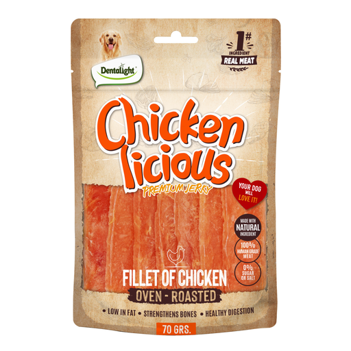 Dentalight Chicken Licious Jerky Treats For Dogs-Fillet of Chicken 70g