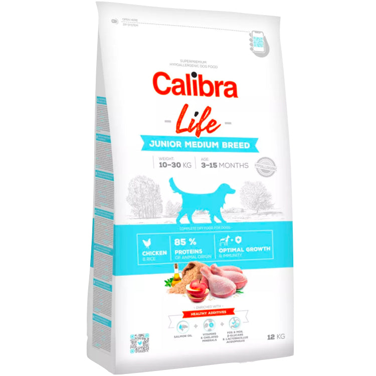 Calibra Dog Life Junior Medium Breed Chicken 12kg