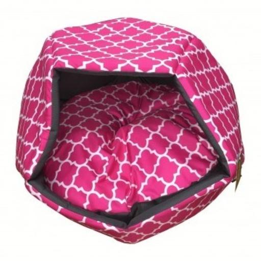Empets Cubby House With Cushion  Modern (60x60x44cm)[Dimension - 60x60x44cm, Texture - Printed Pink]