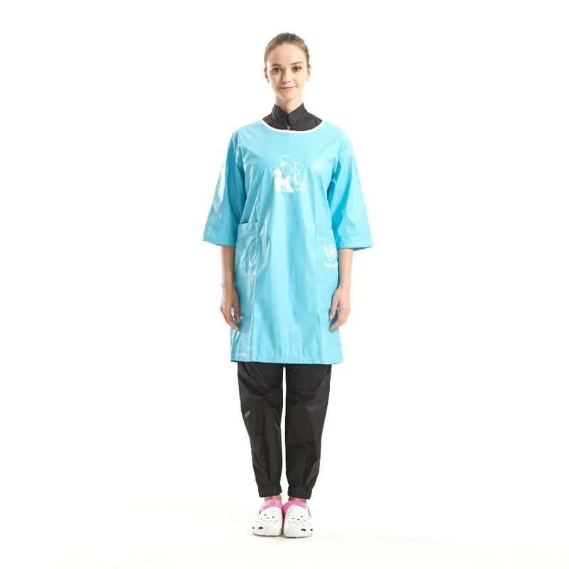 Shernbao Professional Grooming Apparel With Super Waterproof -GA-21 [Color - Blue, Sizes - XL]