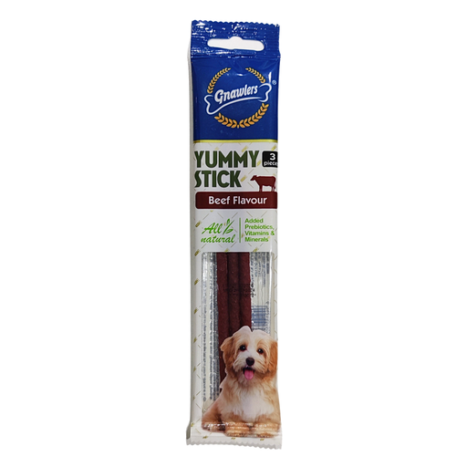 Gnawlers Yummy Meaty Stick For Dogs Beef Flavour ×3pcs (20g)