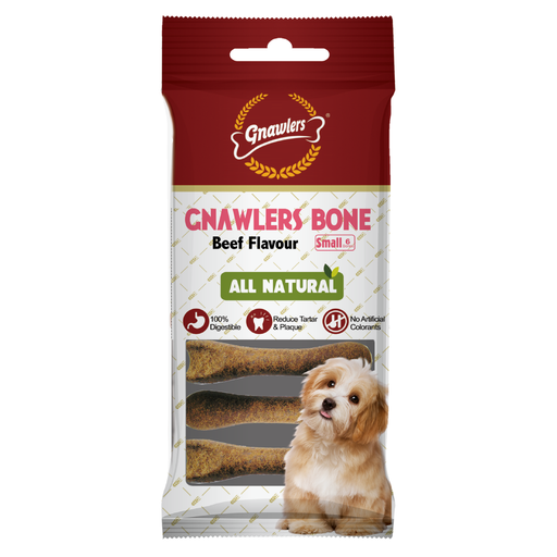Gnawlers Bone 3" Small-Snack For Dogs-Beef-6pcs/pack-108g
