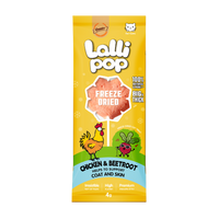 Gnawlers Freeze Dried Lollipop Cat Treat -Chicken & Beetroot 4g x15pcs-Coat & Skin Support [Display Box]