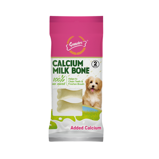 Gnawlers Calcium Milk Bone 2" Small-Snack For Dogs-2pcs/pack-18g