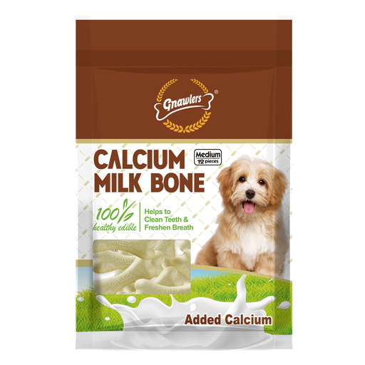 Gnawlers Calcium Milk Bone 3" Medium-Snack For Dogs- 12pcs/pack-270g