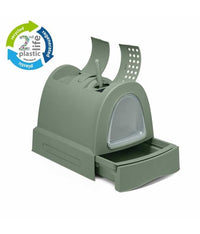 Thumbnail for Imac Zuma Second Life Plastic Cat Toilet with Sliding Tray, 57x43.5x73cm[Color - Sage Green]