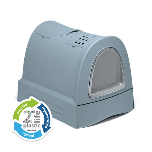 Imac Zuma 2nd Life Plastic Cat Toilet with Sliding Tray, 57x43.5x73cm[Color - Light Blue]