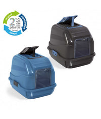 IMAC Easy Cat - Hooded Cat Toilets - Second Life Plastic -  50 x 40 x 40cm[Color - Blue, Dimension - 50 x 40 x 40cm]