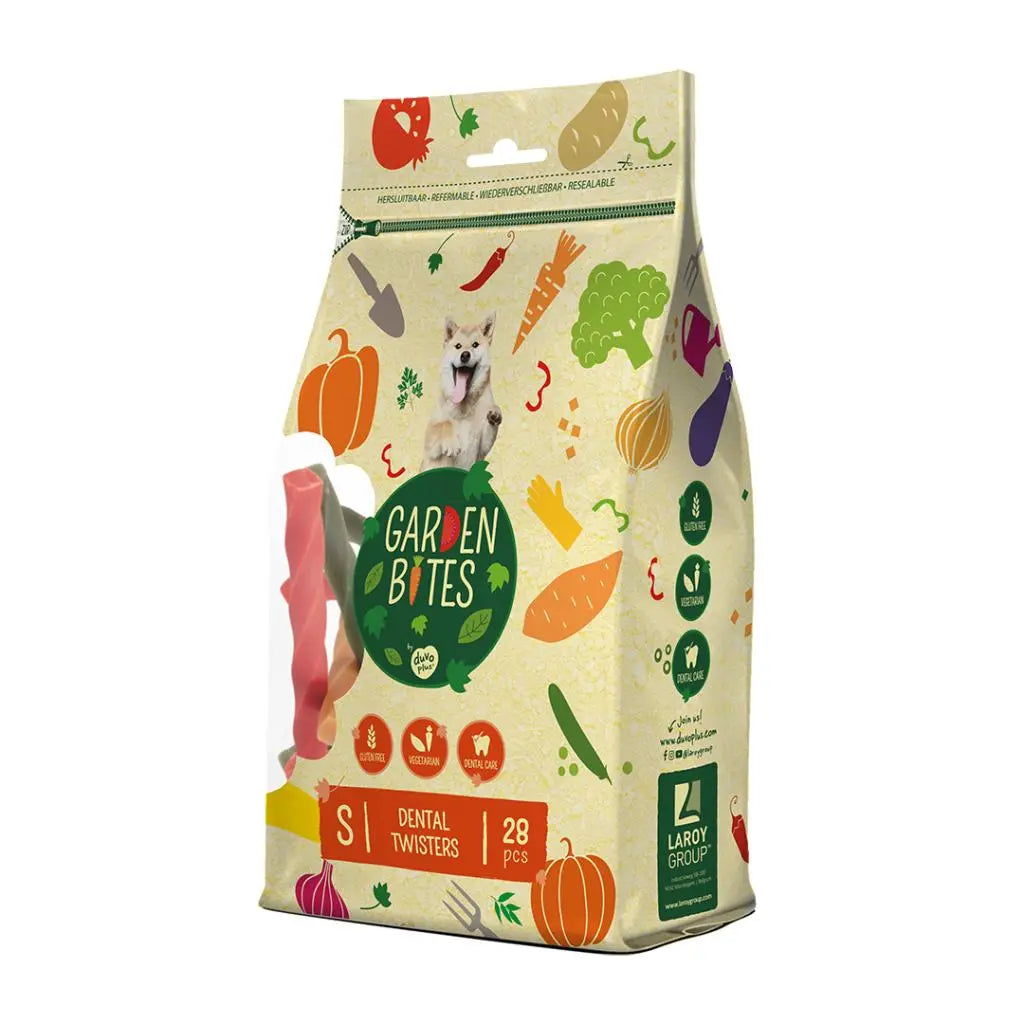 Duvo Garden Bites Dental Twisters Small Pouch 13cm - 28 Pcs Mix Colors