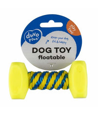 Thumbnail for Duvo+ Dog Toy Dumbbell with Rope 14x7cm Blue/Yellow[Dimension - 14x7cm]