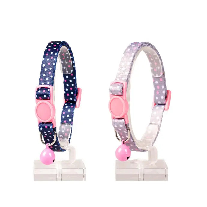 Duvo Cat Collar Nylon Mixed Colors 20 - 30cm / 10mm[Texture - Blue/beige Dots]