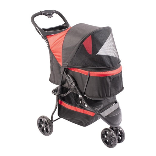 Duvo+ Pet Buggy/Stroller 3-Wheeler 79x55x99cm - Max. 15kg Black/Red