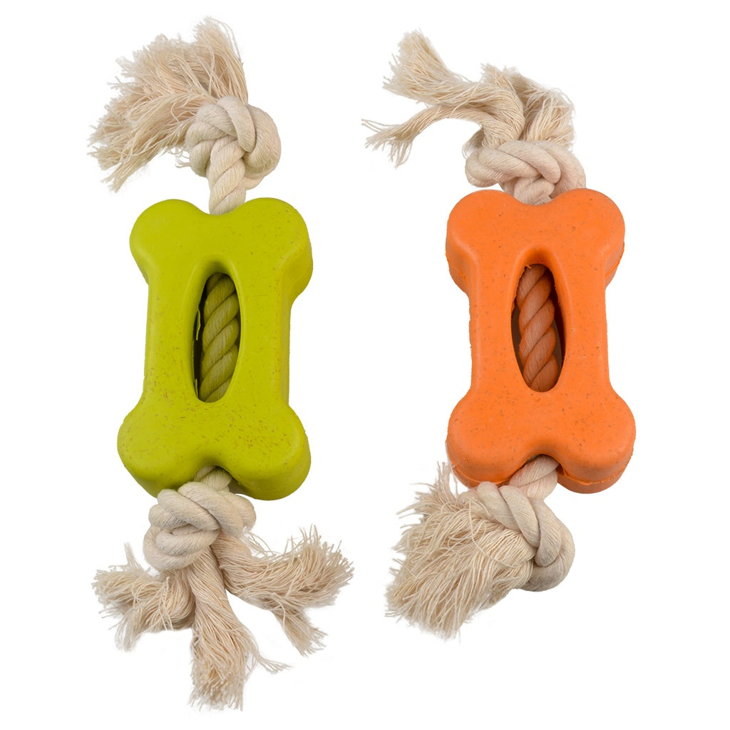 Duvo+ Eco Rubber Flat Bone Bamboo/Rice + Cotton 27x6.5x3.8 Cm Mixed Colors