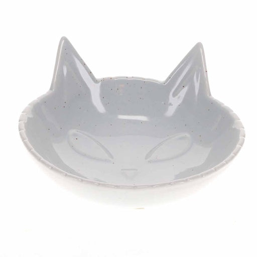 Duvo+ Feeding Bowl-Stone-Kitty face 175ml - 14x14x6.5cm White