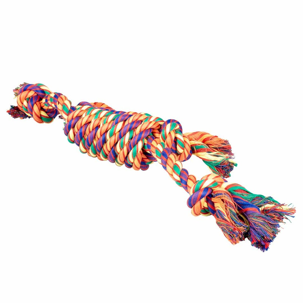 Duvo+ Tug Toy-Multicolour Cotton Rope-2 knots- 55x10x7cm