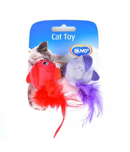 Duvo Assortment birds with feather Red/purple 13 x 10 x 3.5cm - 2 Pcs[Count - 2, Dimension - 130 x 10 x 3.5cm]