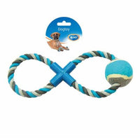 Thumbnail for Duvo+ Knotted Cotton 8-Pull Ring with Tennis Ball 28cm Grey/Blue