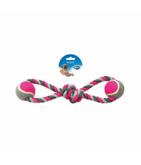 Thumbnail for Duvo+ Knotted Cotton 8- Pull Ring & 2 Tennis Balls 38cm Grey/Pink