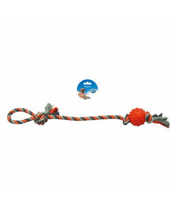 Thumbnail for Duvo+ Tug Toy Knotted Cotton Pendulum & Rubber Ball 60cm Grey/Orange