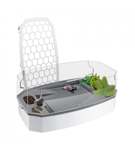 Nomoypet Detachable Escape Proof Turtle Tank Without Pump NX-35 Medium - 49x25x21cm [Color - White]
