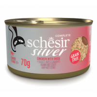 Thumbnail for Schesir Silver Mousse & Fillets Senior Cat Wholefood - Chicken With Duck 70g (Min Order- 12 Cans)