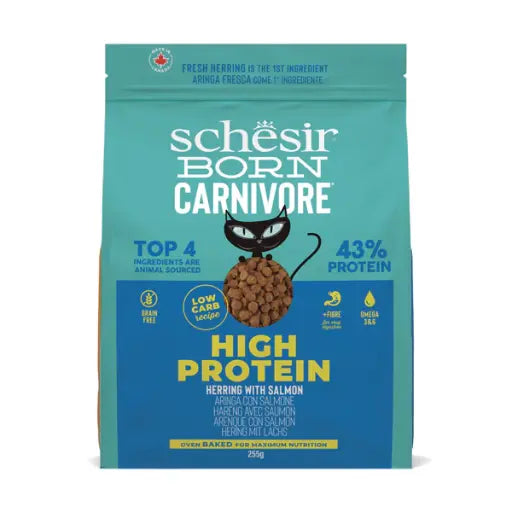 Schesir Born Carnivore Grain Free Oven Baked Dry Food [High-Protein] For Cat - Herring & Salmon  255g