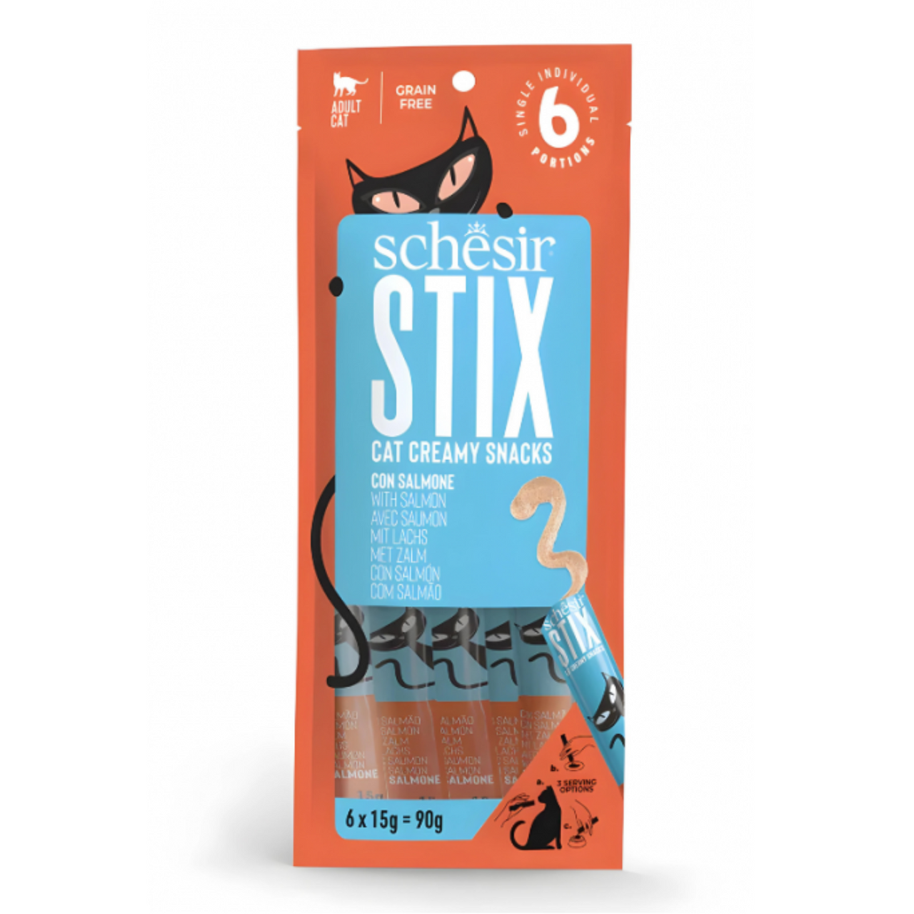 Schesir Stix Treat For Cat In Cream - Salmon 6x15g (Min Order- 12 Pack)