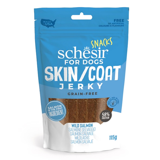 Schesir Grain-Free Dog Snacks Skin & Coat Jerky 115g - Salmon