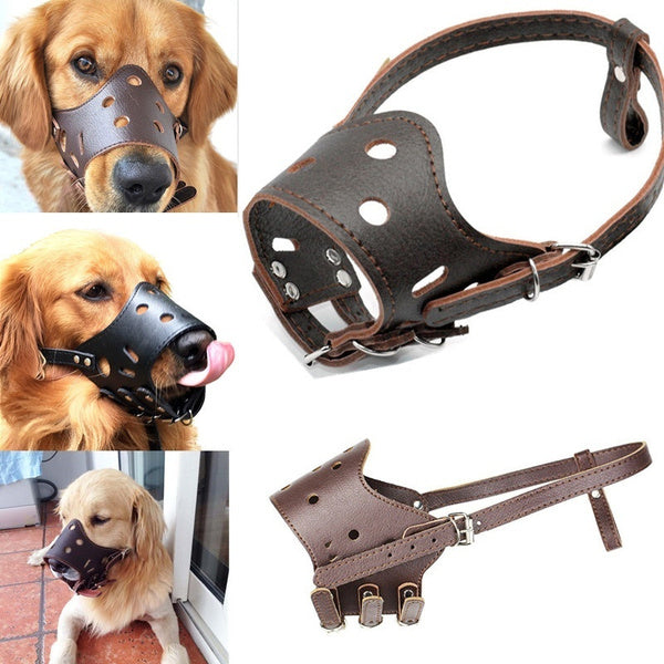 Dog Muzzle PU Leather - brown